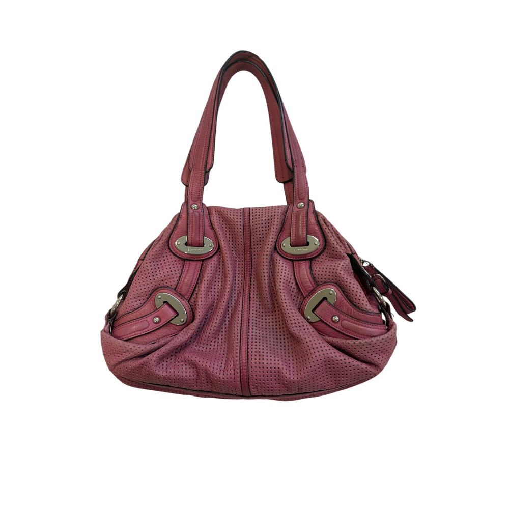 B.Makowski Pink & Silver Leather Y2K Vintage Shoulder Bag